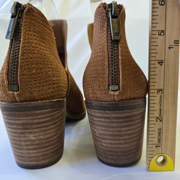 Lucky Brand Powe Bootie Womens 9.5 Cognac Brown Suede Ankle Boots - Picture 8 of 10